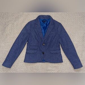 Lands' End Wool Blue & Gray Checked Women's Blazer, Size 2P